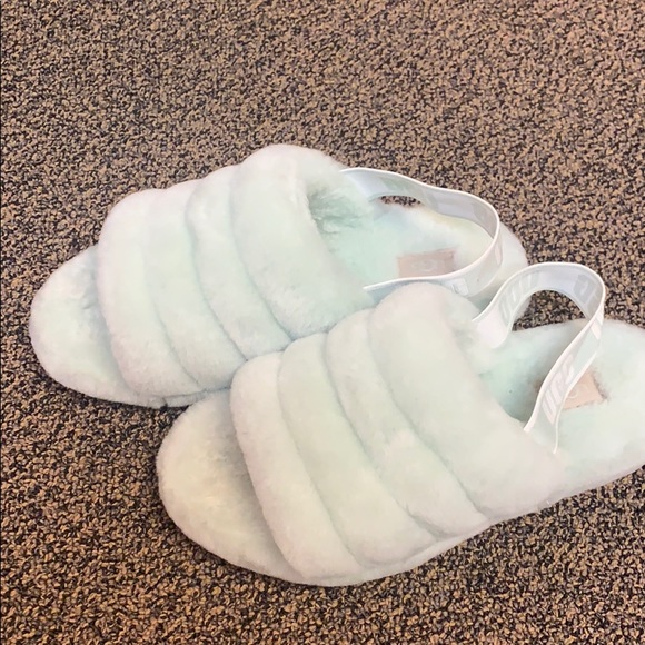 UGG Shoes - Mint UGG fluff yeah slippers